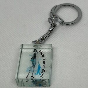 New York Girl Keychain with Silver Ring